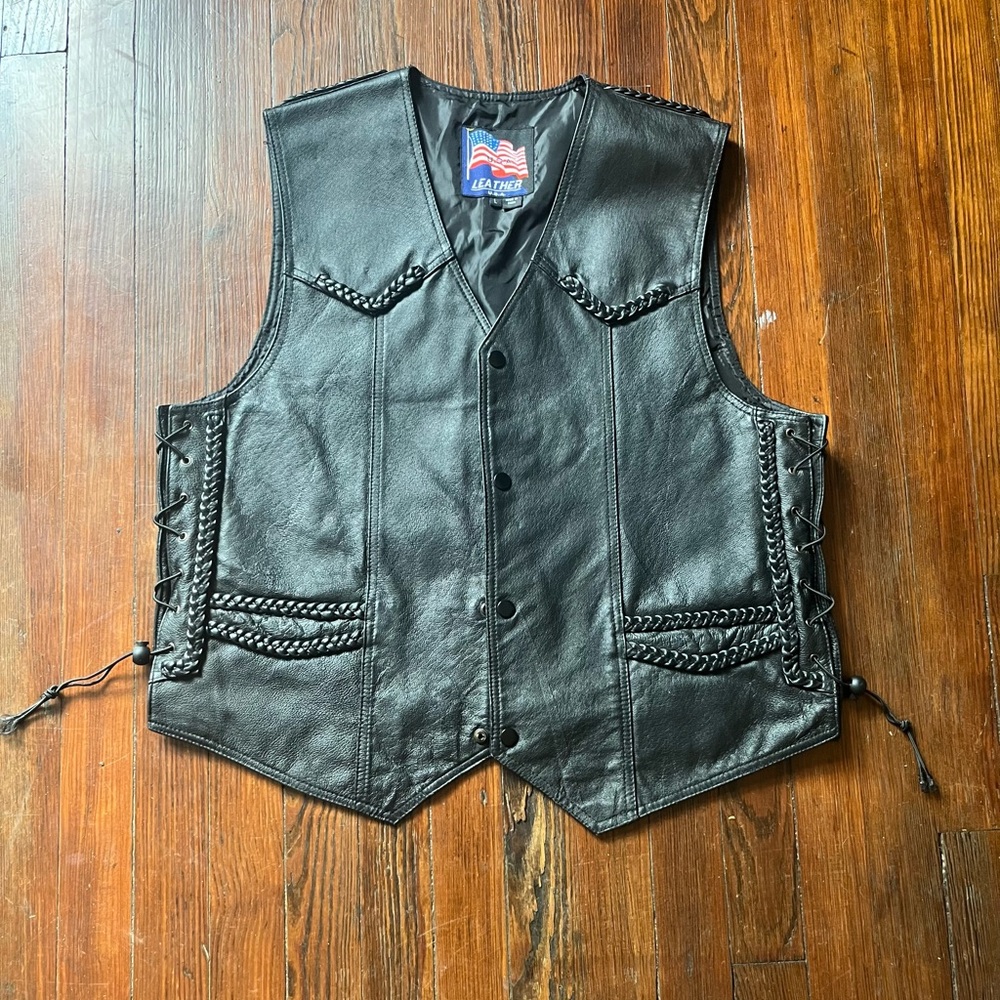 Leather USA Black Women's Vest